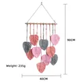 Macramé da parete bohémien con foglie intrecciate colorate e perle di legno, 40x90cm - Foglie Rosa 40*90CM