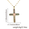 Collier croix plaqué or avec zircons colorés et émail bleu, détails des dimensions - Style H / Pendentif + Chaîne à Lèvres