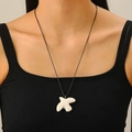 Collier minimaliste avec pendentif colombe blanche et cordon ciré noir pour femme - Collier Pendentif Oiseau (0931)