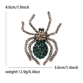 Spilla vintage a ragno argentata con strass di cristallo verde scuro e champagne - Verde