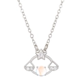 Silver Libra constellation necklace featuring a moonstone pendant and cubic zirconia - Libra (K-1484)