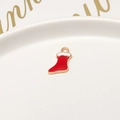 Red Christmas sock charm with golden plating and enamel finish for DIY jewelry - 38# Mini Christmas Stocking (10*14mm)