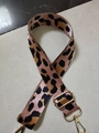 Adjustable wide replacement bag strap with pink leopard print and gold hardware - Silver Clasp / Nude Pink