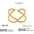 Detail of waterproof gold beaded cross ring with hypoallergenic size and weight specs - Crossed Bead Design Style (Y182) / Gold