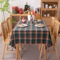 Christmas tablecloth featuring classic red and green plaid patterns with elegant tassels - 60*60cm / Yarn-dyed Green Plaid