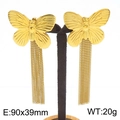 Pendientes de mariposa dorados en acero con elegantes flecos de cadena multicapa - Estilo Dorado (KE113921-KFC)