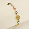 Golden Evil Eye chain bracelet with letter Z pendant and colorful enamel beads - Letter Z