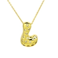 Detail view of a gold-plated puffer letter L pendant with sparkling zircon insets - Letter L / Gold