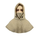 Light khaki balaclava hooded fleece scarf with windproof face mask and snap buttons - One Size / Khaki (Shawl Hat)