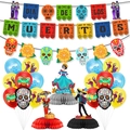 Kit festa Giorno dei Morti con striscione, palloncini scheletro e decorazioni a nido - Set per Feste Giorno dei Morti 2 (Include Banner, Palloncini e Nido d'ape)