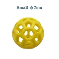 Small 7cm hollow grid dog toy ball in bright yellow flexible TPR rubber material - Small Yellow Hollow Ball