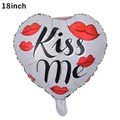 18-inch silver heart-shaped foil balloon with red lip prints and Kiss Me text - 18 Inch KISS ME Heart