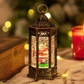 Vintage Bronze Schneekugel-Laterne mit Weihnachtsmann und warmem Leuchten Effekt - Vintage Secheckiger Telefonierender Weihnachtsmann