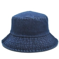 Minimalist dark blue denim bucket hat with reinforced stitching for summer outdoor sun protection - Dark Blue