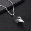 Silver stainless steel box chain necklace featuring a detailed eagle head pendant - Eagle