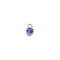 Pendente pietra natale blu scuro 6mm con montatura in acciaio inossidabile lucido - Color Acciaio / Azzurro