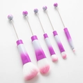 5-piece DIY pink gradient beadable makeup brush set with metal handles and soft white bristles - Purple Red Gradient