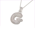 Hip hop style silver letter G pendant necklace with cubic zirconia on box chain - Silver G