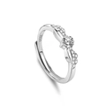 Elegant S925 sterling silver bow ring for women with white zircon stones in silver finish - Adjustable Open / Women's Style