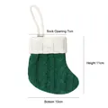 Green knit Christmas stocking with white cuff and cable pattern, dimensions 11x10x7cm - Small Knitted Christmas Stocking Green