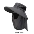 Dark gray outdoor sun hat with wide brim, detachable face mask and neck flap cover - One Size(56-58cm) / Dark Gray
