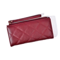 Cartera de cuero rojo acolchado con cremallera dorada y correa de mano elegante - Rojo