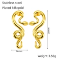 Snake shape gold plated stainless steel earrings with dimensions 14mm by 30mm - Winding Snake Style (ZE1336G)