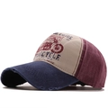 Gorra de béisbol vintage con estampado de moto en diseño patchwork marino beige y granate - Ajustable / Burdeos