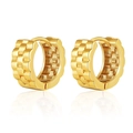 Γυαλισμένοι κρίκοι huggie 18K με μοναδική κυματιστή ανάγλυφη υφή σε χρυσό - Χρυσό