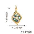 18K gold-plated flower pendant with blue, green, and white stones, size 0.8x0.49 inch - Style B