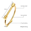 Minimalist gold stainless steel cuff bracelet with 60mm diameter and high polished finish - Gold Minimalist Cylindrical Cuff Bangle(B-234)