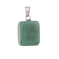 Handcrafted green aventurine rectangle stone pendant with silver clasp and metal loop - Green Aventurine