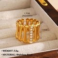 Gold stainless steel skeleton ring with crystal inlay on a jewelry display box - Vintage Hollow Bone
