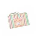 Mini PU leather wallet with cartoon giraffe print and colorful striped pattern - Matcha Green (Giraffe)
