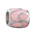 Pink enamel and silver metal alloy heart-shaped bead for DIY jewelry bracelets - Pink Drip Oil Enamel Bead (016)