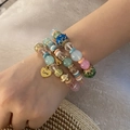 Bohemian multilayered beaded bracelet with a gold Love heart pendant on a soft background - Heart Pendant Style / Mixed Color (4# Mixed Color)