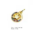 Gold star smiling face pendant with colorful zircon stones measuring 9.5x11.5mm - Smiling Star Ring
