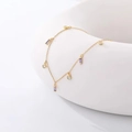 Elegant gold S925 sterling silver necklace with purple rectangle and white zircon charms - Gold Purple Square