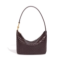 Borsa hobo in pelle intrecciata marrone scuro con dettaglio nodo dorato sulla tracolla - Viola Uva