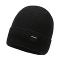 Berretto nero a coste con toppa NEW-FASHION, caldo cappello invernale per uomo e donna - Taglia unica / Nero e Grigio