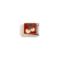 Ιταλικό DIY charm από ανοξείδωτο ατσάλι 18K με κόκκινο σμάλτο και σχέδιο λευκά κεράσια - Στυλ Λευκό Κεράσι Ατσάλι (Steel-43)