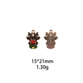 Detail of reindeer pendant showing 15x21mm size, front enamel and back metal texture - #8 Brown Elk Head