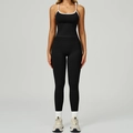 Ensemble de yoga noir contrasté sans couture avec brassière et legging taille haute - S / Vest+Leggings - Contrast Black/White