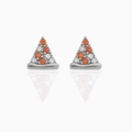 Exquisite 18K gold plated pizza slice stud earrings with sparkling cubic zirconia gems - Pizza Design-Silver