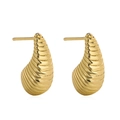 Chic 18K gold-plated teardrop earrings with vintage spiral texture and stud closure - Gold Threaded Water Drop Studs