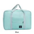 Foldable mint blue travel bag with durable grey straps and large capacity storage - Light Green