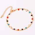 Detail of gold heart link bracelet with multi-colored enamel inlays and lobster clasp - Multicolor Bracelet 5 (Classic Mix)
