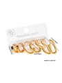 Trois paires de boucles d'oreilles en acier inoxydable doré de tailles et formes variées - Ensemble de 3 Paires de Boucles d'Oreilles Cœur et Rectangle Irrégulier (EXRGE0319) / Or