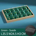 Bamboo 20-slot necklace display tray with green suede lining and clear lid, 35x24cm - 18 Grids / Green (Suede Velvet)