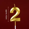 Sparkling gold number 2 birthday candle with glitter finish and 4.8cm height - Gold Diamond-faced Number Candles 2